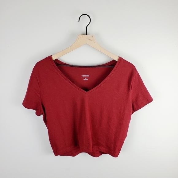 Wild Fable Red Burgundy Crop Tee XXL BNWT - Picture 2 of 9